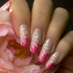 Nail art fleurs sur manucure française