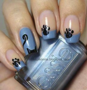 Nail art chat bleu