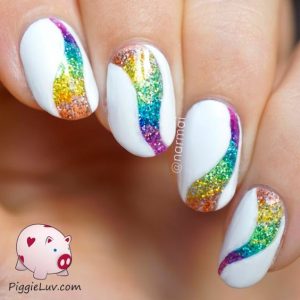 nail art glitters white