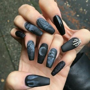 halloween nail art-dark night matte