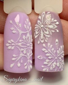 nail art flocon de neige rose